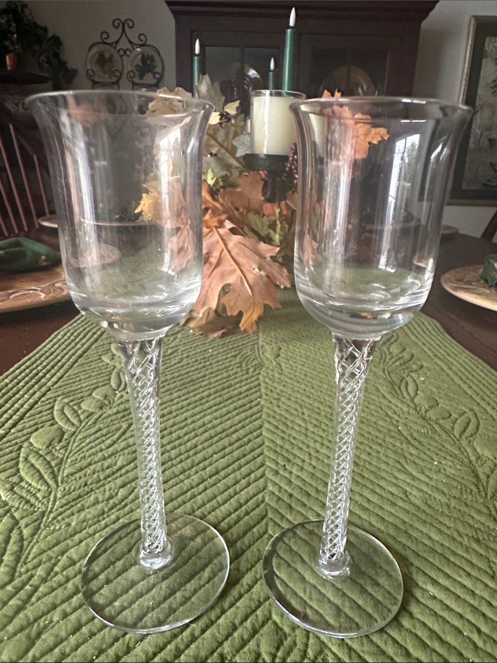 Rogaska Clear Crystal Twisted Stem Cordial Goblets - Pair